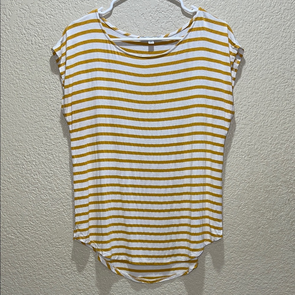 Green Envelope Mustard and White Striped Tee